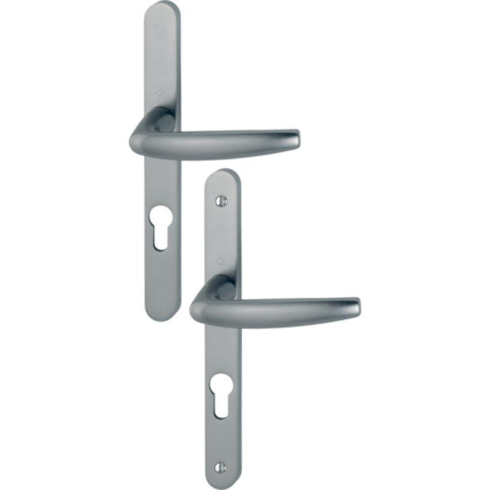 Ensemble de porte-fenêtre plaque étroite Atlanta 1530/300LMSGL HOPPE Aspect inox F9 - Clé i Entr.70 - ép.58/67 - 3303365