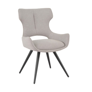 Chaise rotative 180° en tissu doux et pieds en métal noir - SUZIE