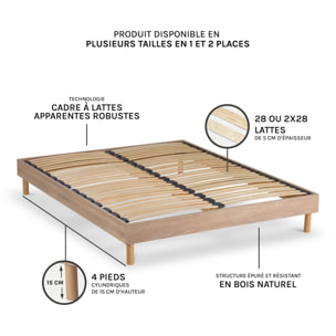 Sommier KIT BOIS | 2 Places | Couleur Bois Naturel