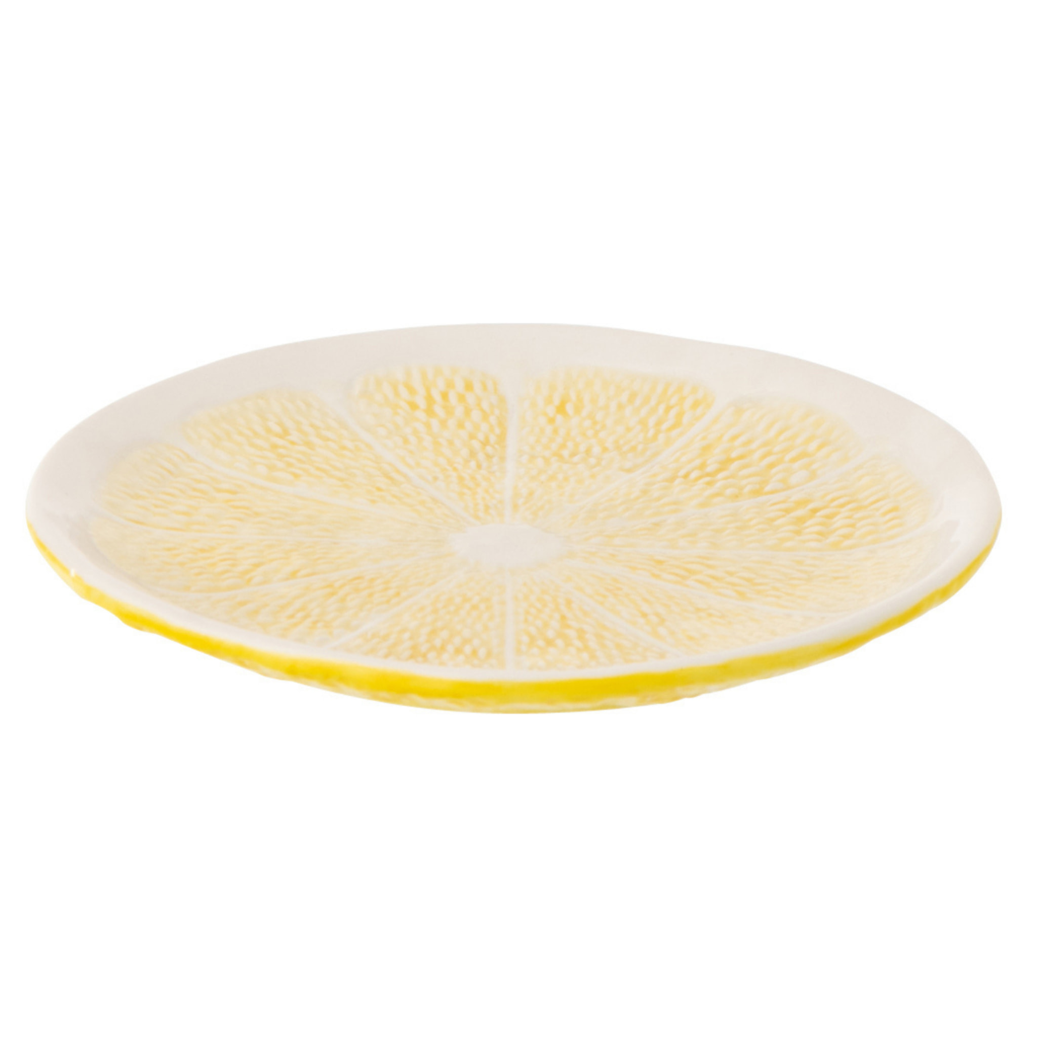 J-Line Assiette Citron Dolomite - céramique - jaune clair/blanc - 2 pièces