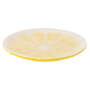 J-Line Assiette Citron Dolomite - céramique - jaune clair/blanc - 2 pièces