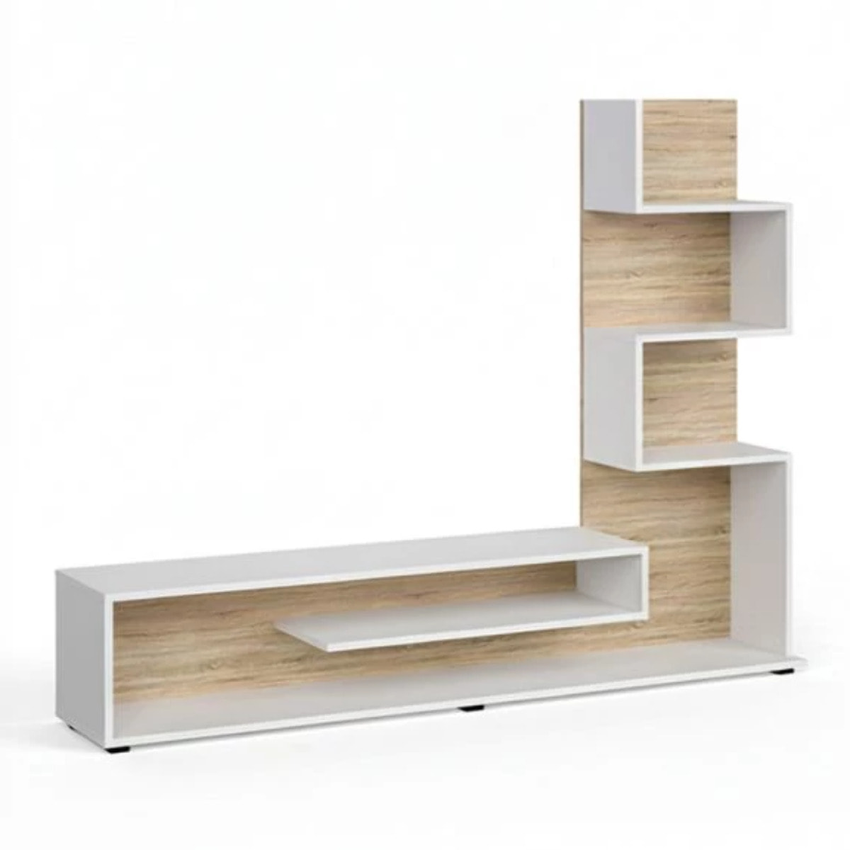 Mueble de salón Moobi en color blanco artik roble canadian y medidas 160 x 124 cm Blanco Artik (Blanco Mate) - Roble Canadian