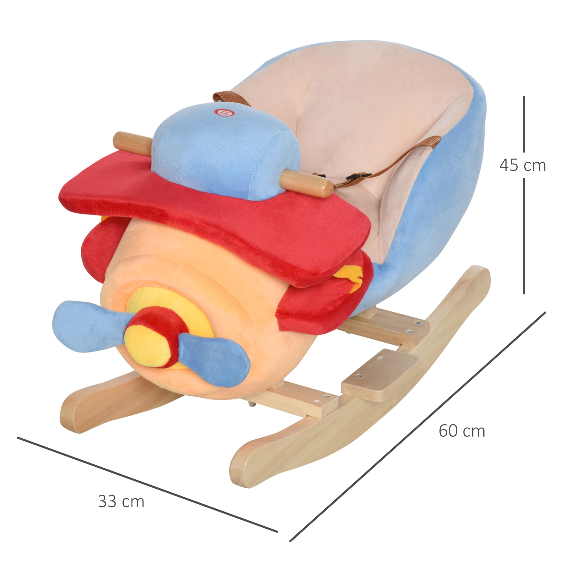 Caballo Balancín para Niños de +18 Meses Avión de Peluche con Música y Cinturón Seguridad Caballito Infantil 60x33x45 cm Multicolor