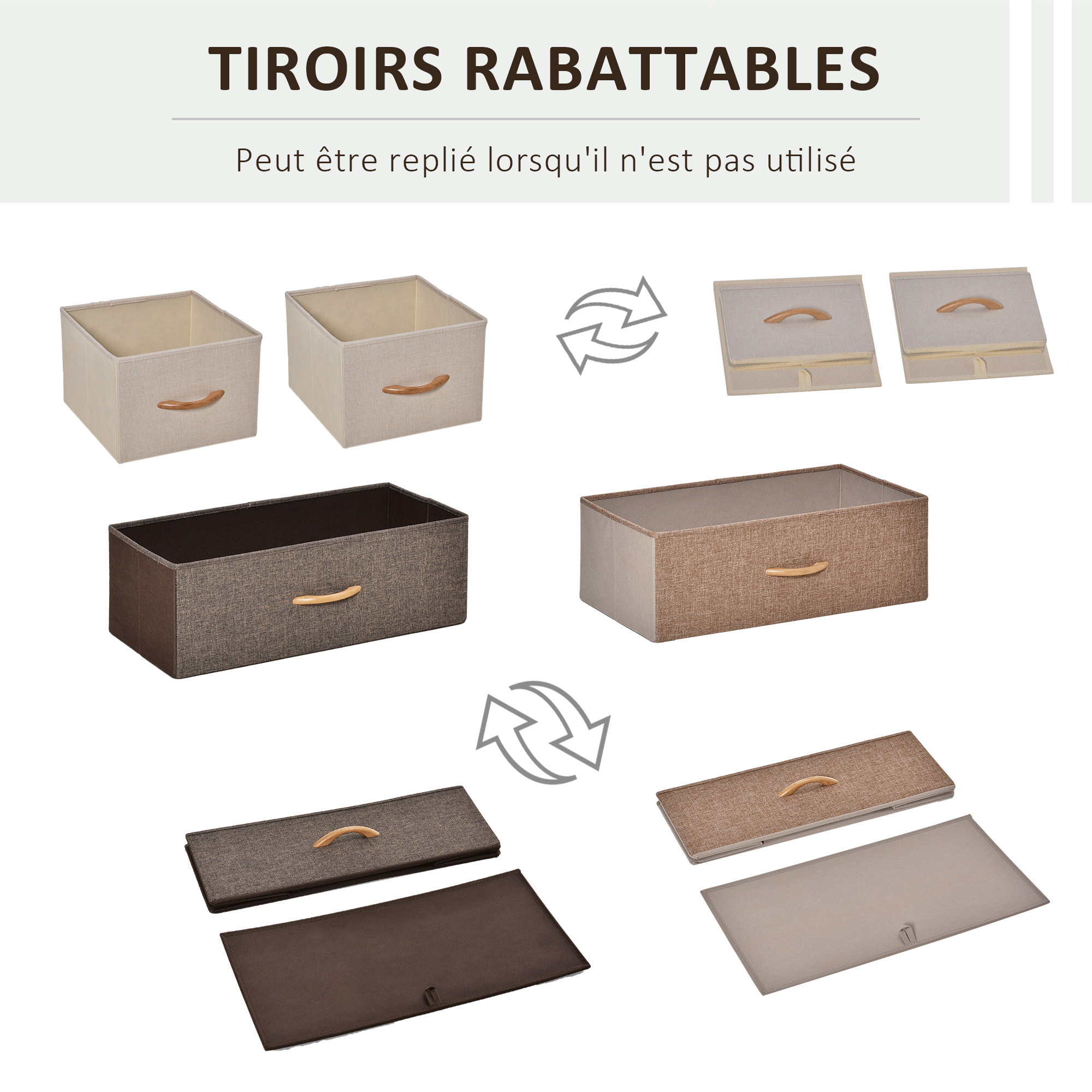 Meuble de rangement chiffonnier 4 tiroirs en tissu 58 x 29 x 78,5 cm marron beige brun