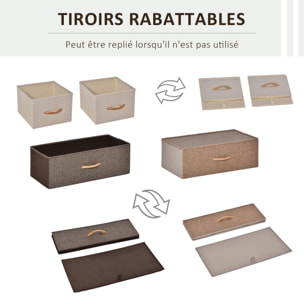 Meuble de rangement chiffonnier 4 tiroirs en tissu 58 x 29 x 78,5 cm marron beige brun