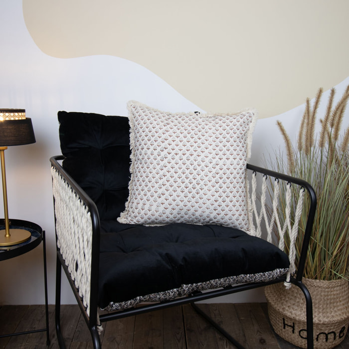 Coussin en coton terracotta avec franges 40cm GOBI