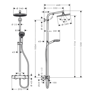 Colonne de douche Crometta S 240 EcoSmart avec mitigeur thermostatique 27268000