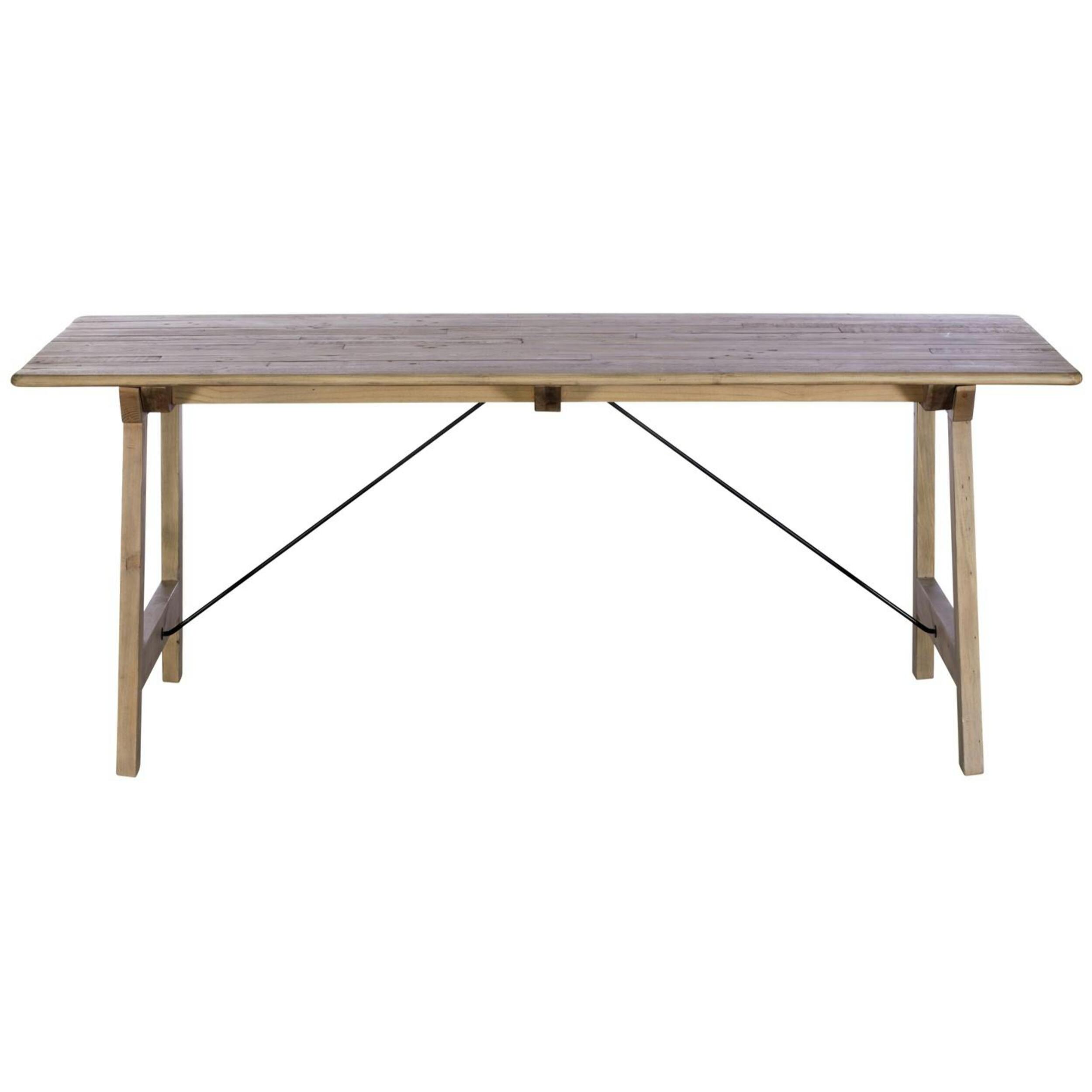 Table à manger en bois recyclé clair tréteaux 200 cm SALERNE