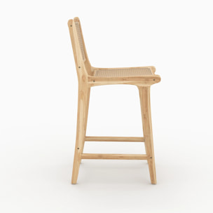 Lot de 2 chaises pour îlot central en teck et cannage rotin 66,5 cm - Kyla