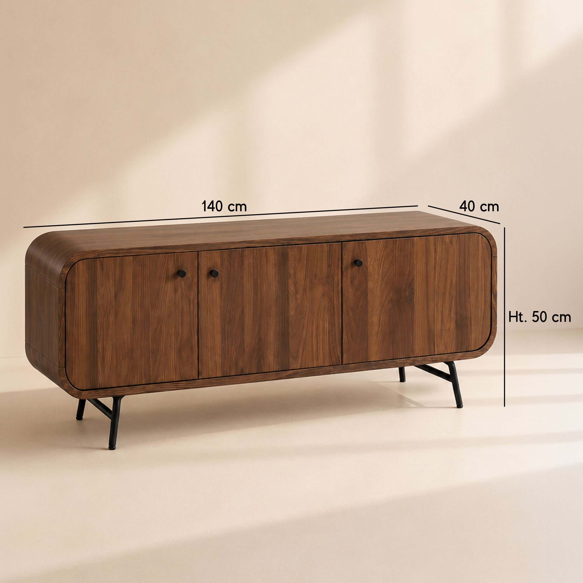 Meuble TV 3 portes effet bois marron OREE