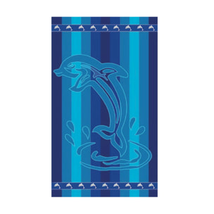 Telo Mare Spugna Jacquard Spiaggia Disegno Dophin Stripe