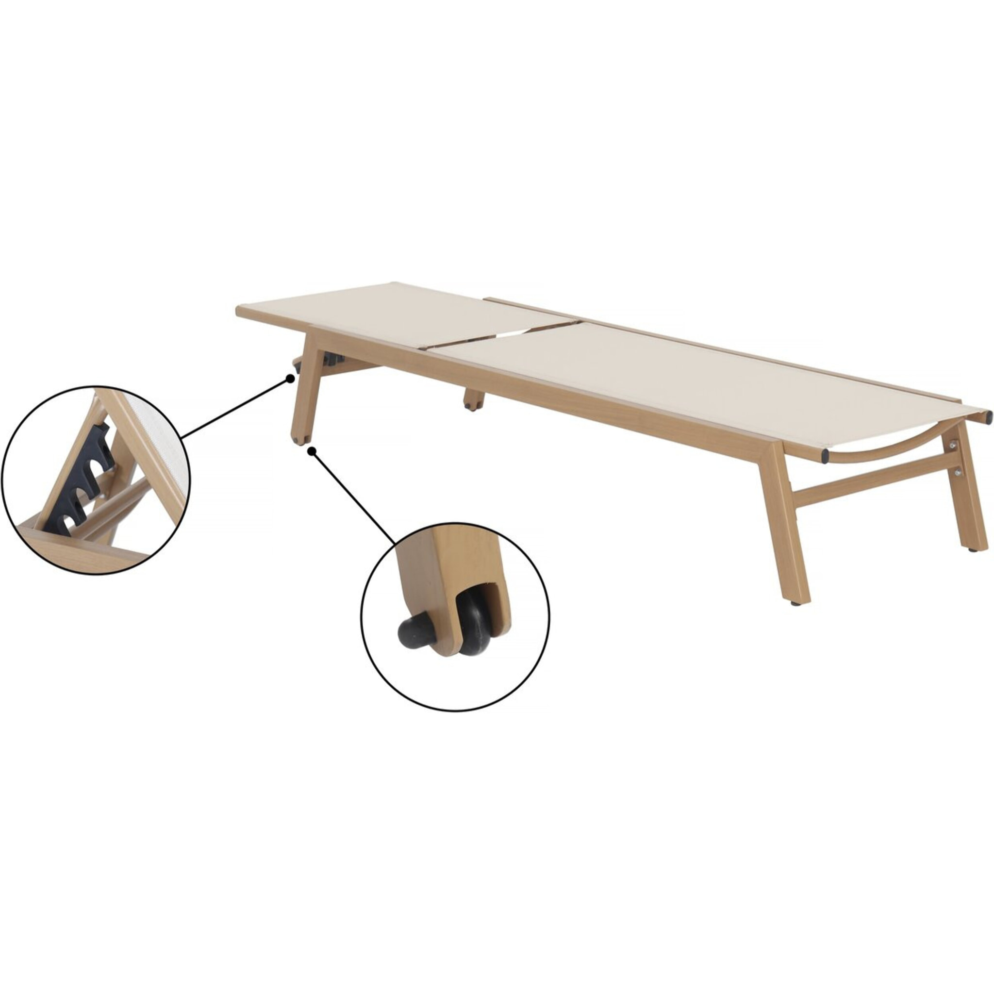 Lot de 2 bains de soleil en aluminium imitation bois "Elysia" - Ecru