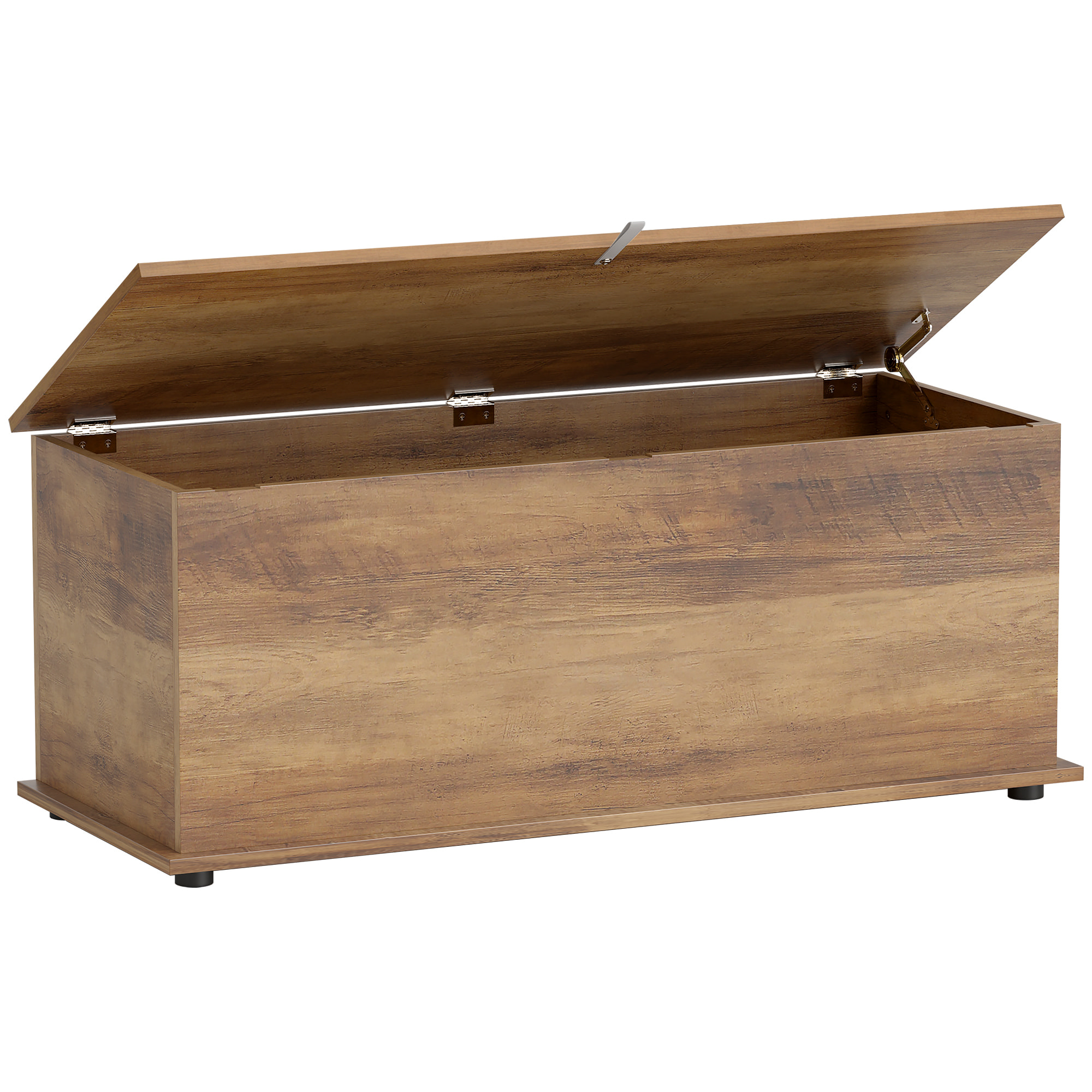 Coffre malle de rangement coffre à jouets dim. 100L x 40l x 40H cm panneaux particules bois noyer