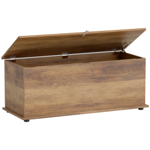 Coffre malle de rangement coffre à jouets dim. 100L x 40l x 40H cm panneaux particules bois noyer