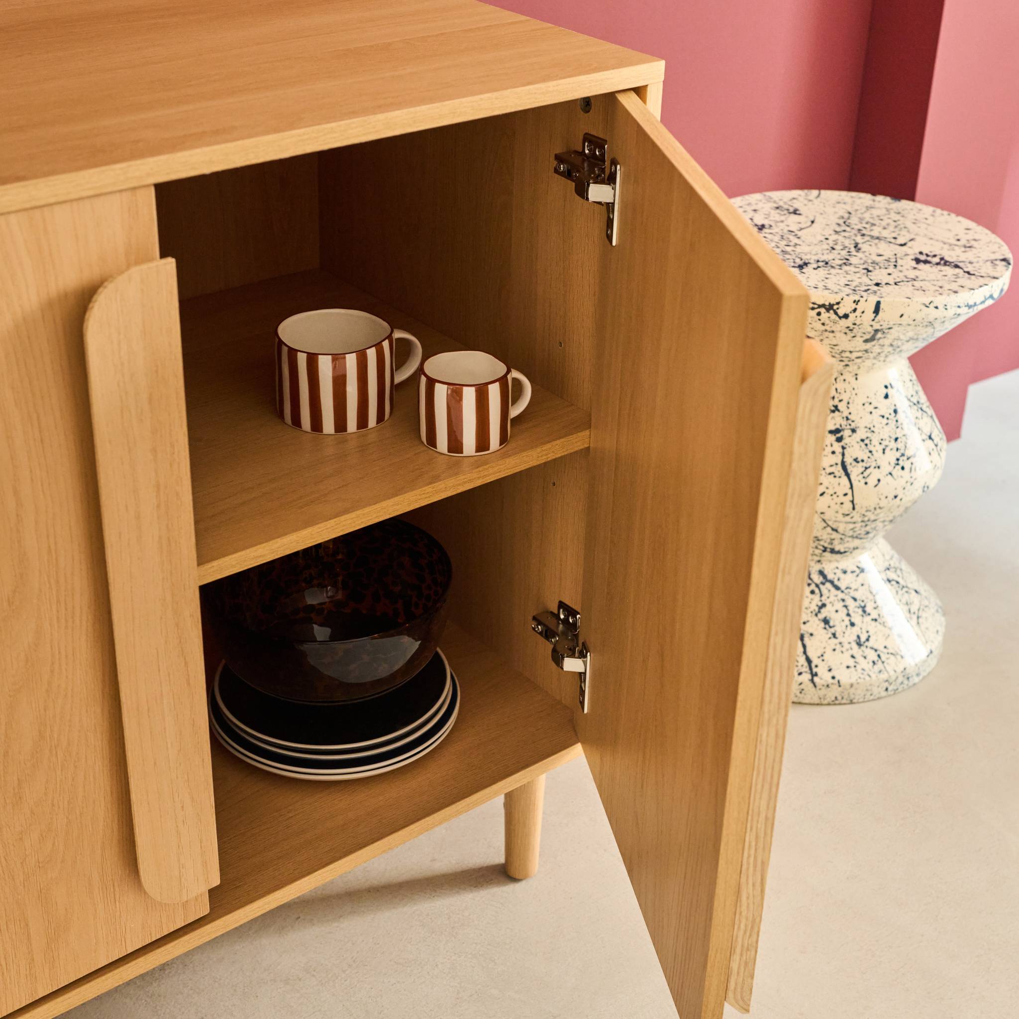 Buffet vintage décor bois 4 portes 160cm JULIANA