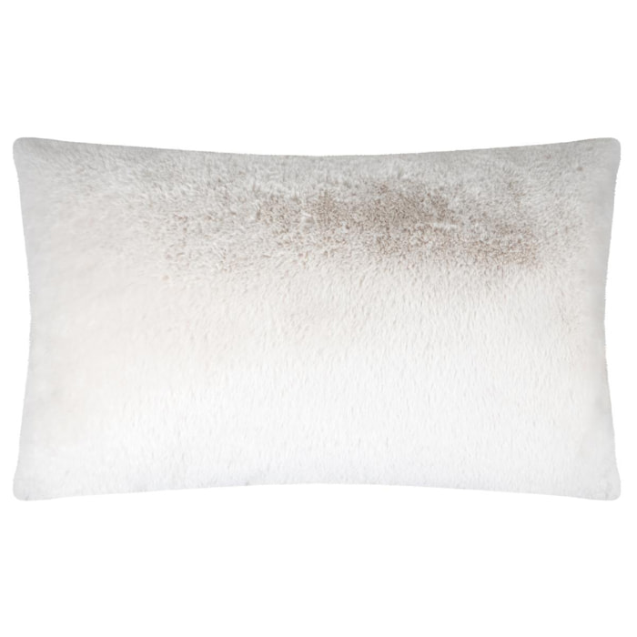 Coussin rectangulaire en fausse fourrure ultra moelleux - Ecru