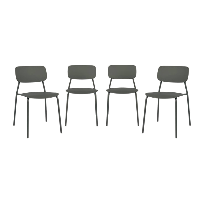 Chaise de jardin empilable acier et plastique (lot de 4) LIVA
