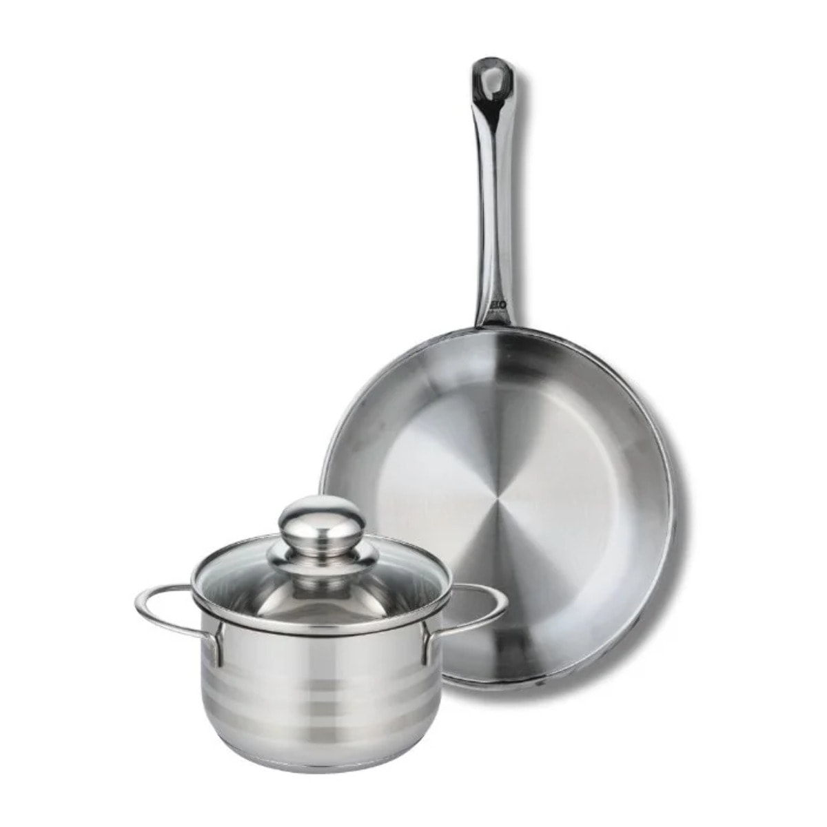 Ensemble de 1 Poêle de cuisson 24 cm et 1 faitout 14 cm Elo Profi Brillant
