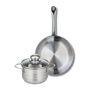 Ensemble de 1 Poêle de cuisson 24 cm et 1 faitout 14 cm Elo Profi Brillant
