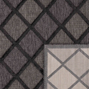 SANTORINI - Tapis d'intérieur/extérieur à motifs en relief berbère - Noir