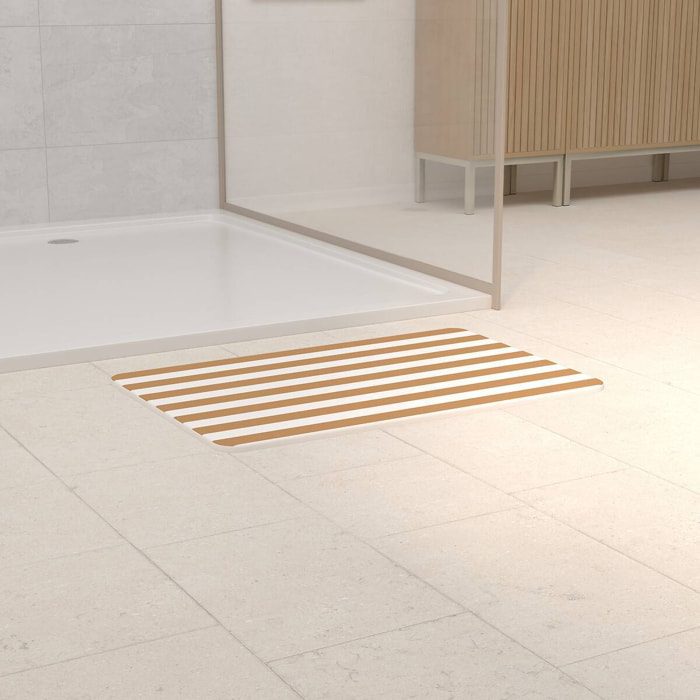 Tapis de bain Strio 39x60cm rayures jaune en diatomite