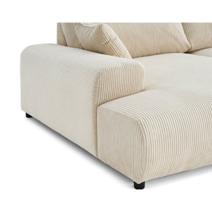 Garance - canapé droit 4 places double méridienne - assise profonde - en velours côtelé - Beige