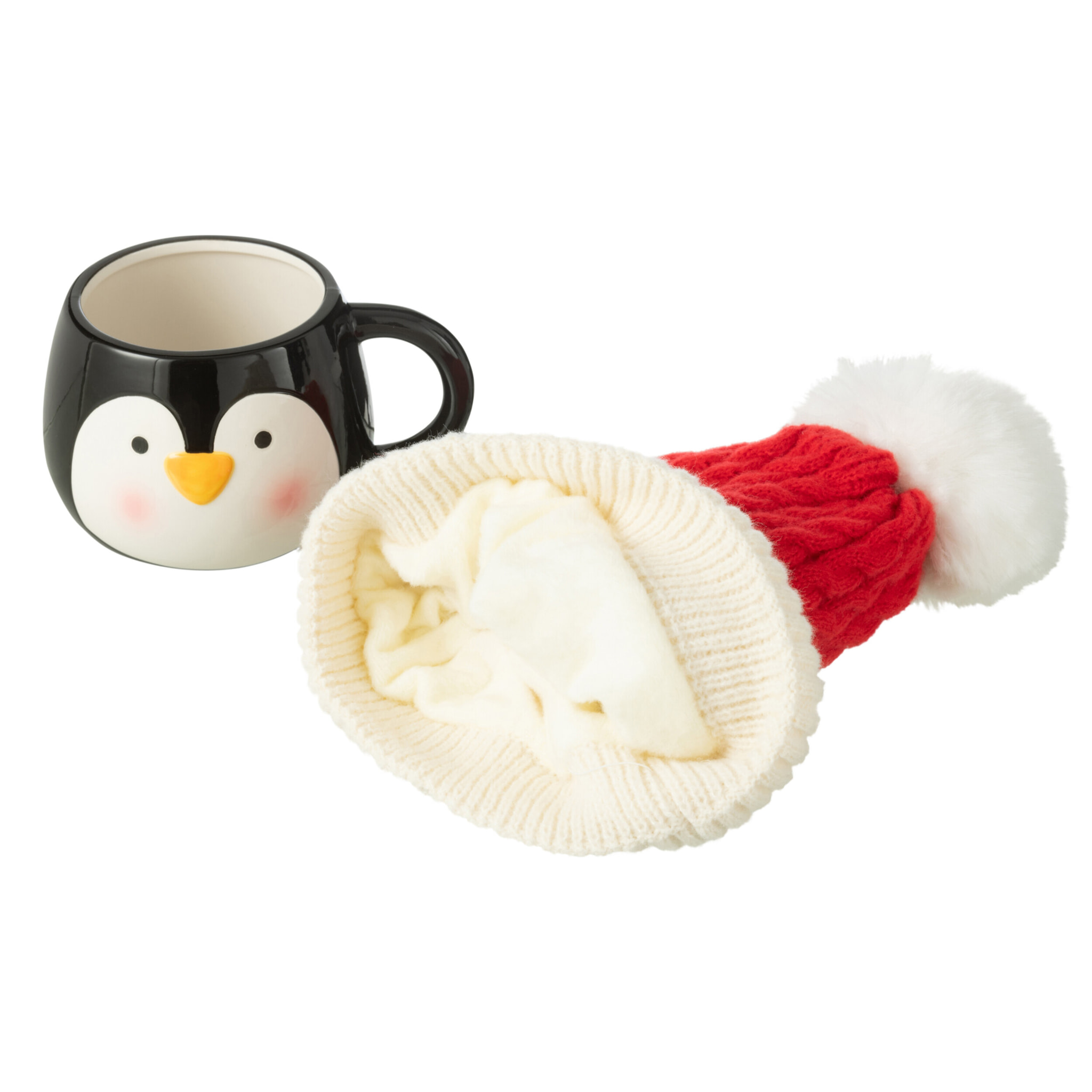 J-Line tasse + bonnet Pingouin - keramiek - mix - boîte cadeau