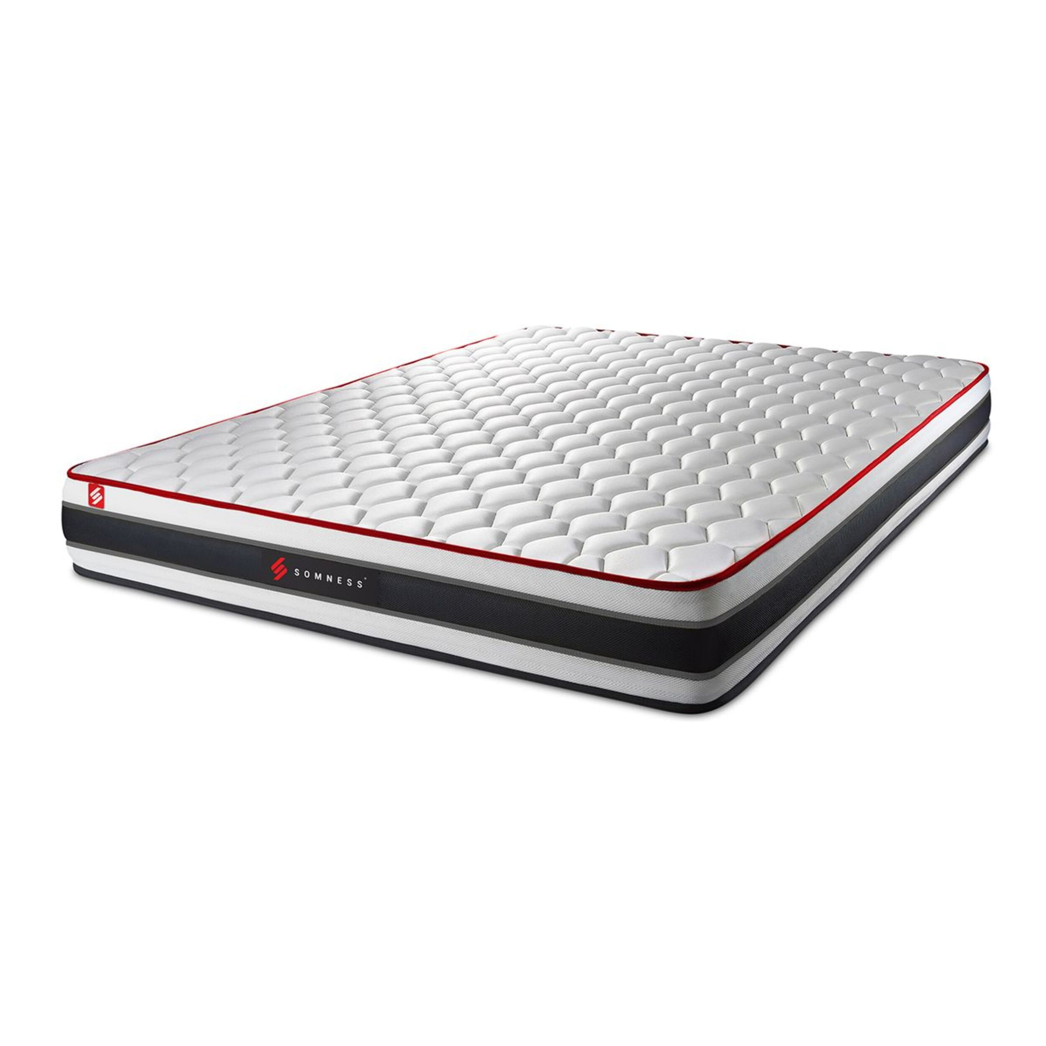 Matelas Ressorts ensachés et mémoire de forme - Confort ferme et accueil tonique - 22 d'épaisseur, 3 zones de confort - Soutien point par point - 2 places