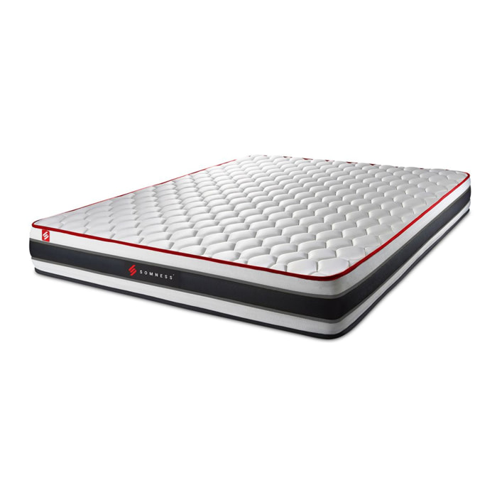 Matelas Ressorts ensachés et mémoire de forme - Confort ferme et accueil tonique - 22 d'épaisseur, 3 zones de confort - Soutien point par point - 2 places
