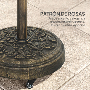 Base para Sombrilla Redonda Soporte para Parasol con Ruedas Pie para Sombrilla Relleno de Cemento Peso 21 kg para Jardín Terraza Bronce