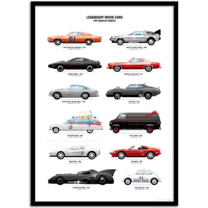 Affiche - Legendary Movie Cars - Olivier Bourdereau