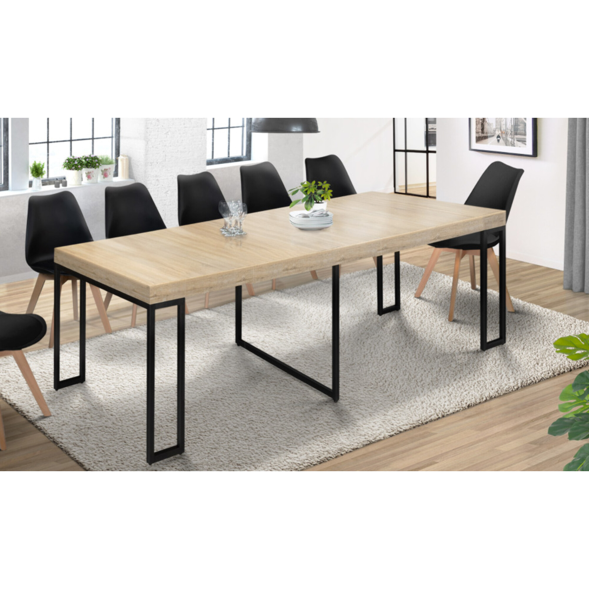 Consoles-tables à manger extensibles Memphis - Bois / Noir