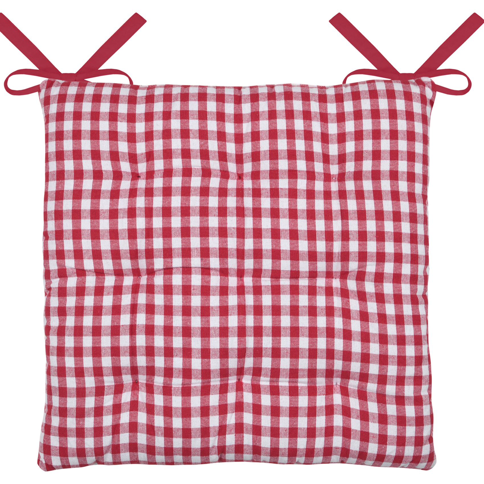 Galette de chaise double face à 9 points en polycoton - Rouge