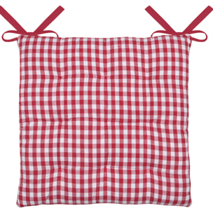 Galette de chaise double face à 9 points en polycoton - Rouge