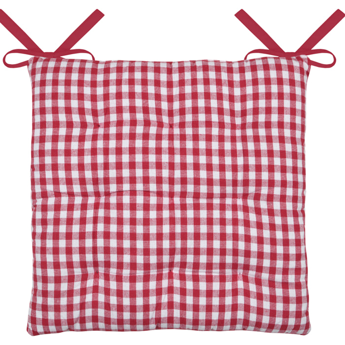 Galette de chaise double face à 9 points en polycoton - Rouge