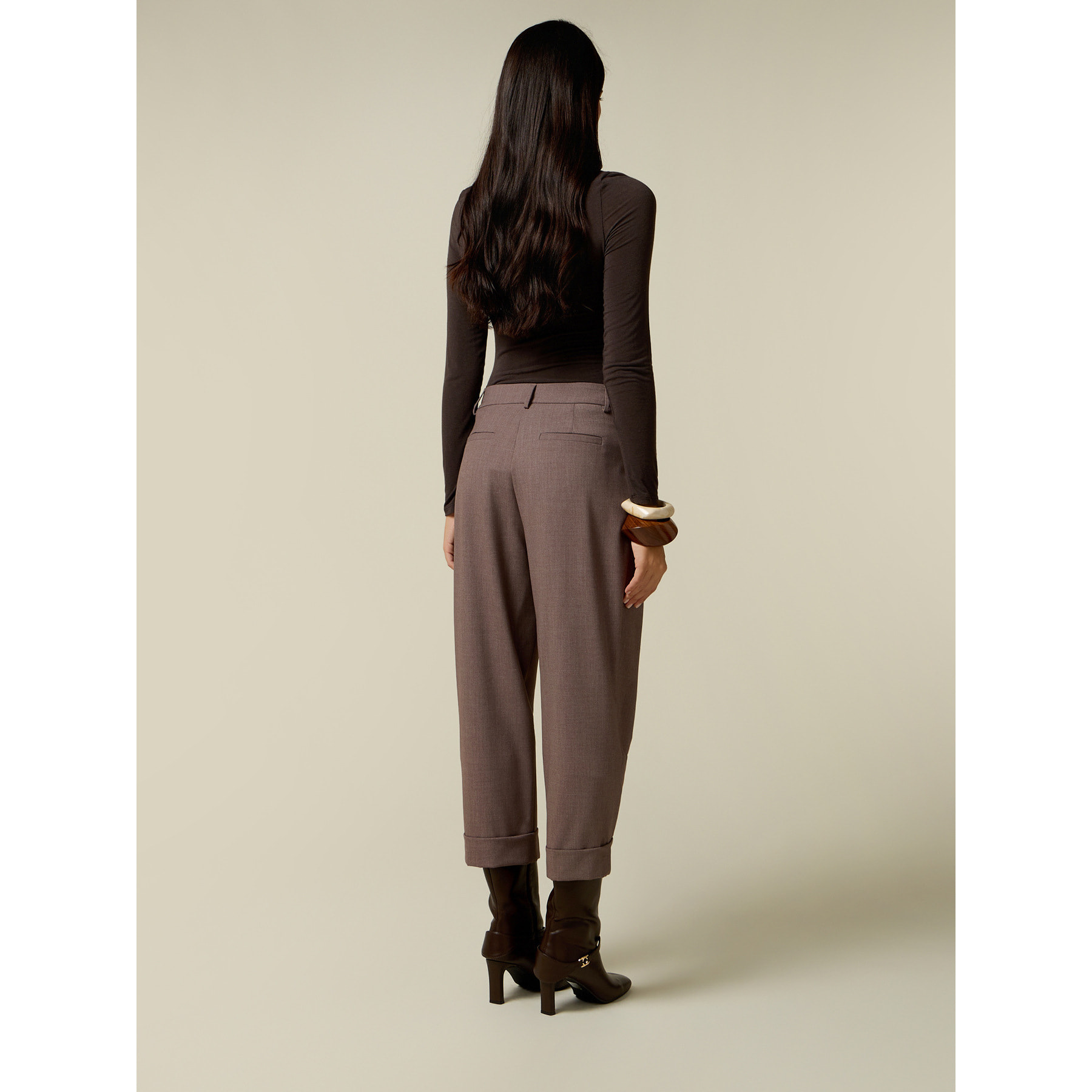 Oltre - Pantaloni cropped con pinces - Grigio