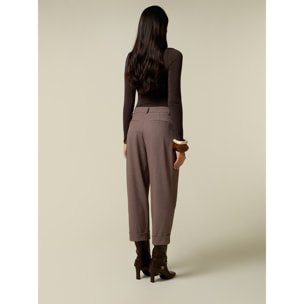 Oltre - Pantaloni cropped con pinces - Grigio