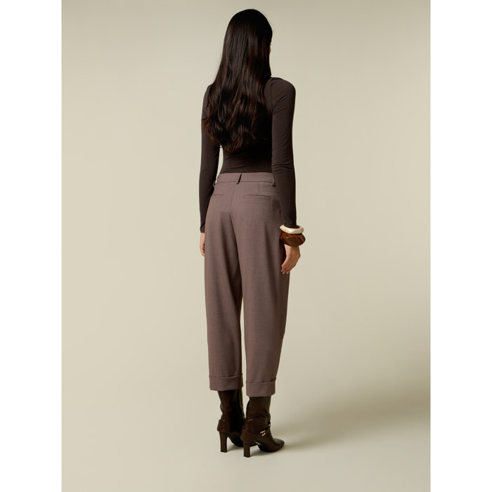 Oltre - Pantaloni cropped con pinces - Grigio