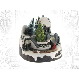 Pueblo navideño decorativo con movimiento, luces led y musica
