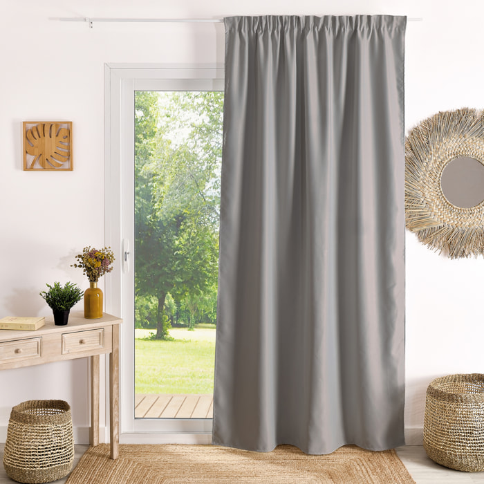 Rideau à galon fronceur occultant ignifugé M1 Non Feu - Gris clair