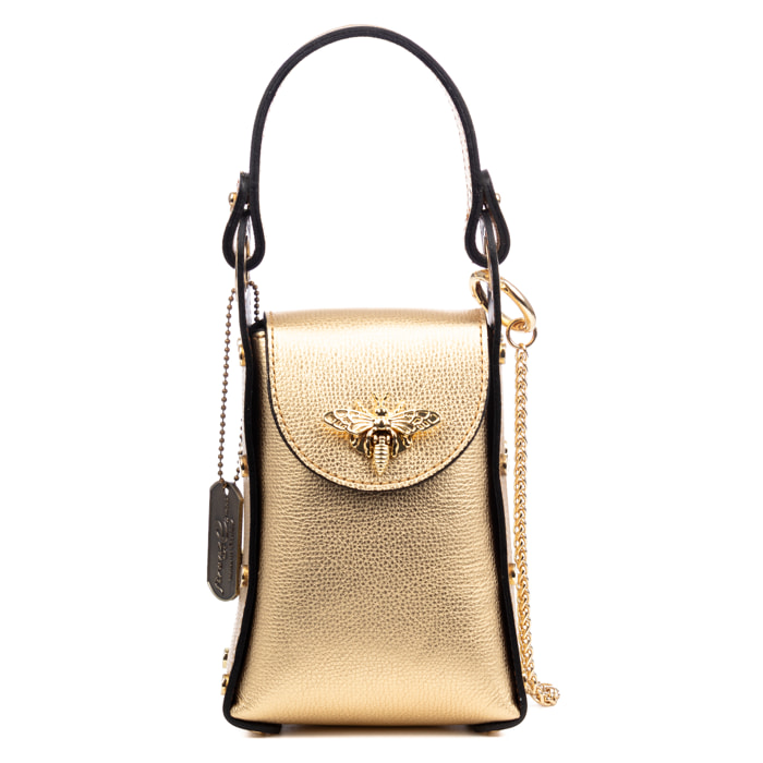 Alviano bolso de mano mujer. Piel auténtica Gamuza acabado lacado brillante.