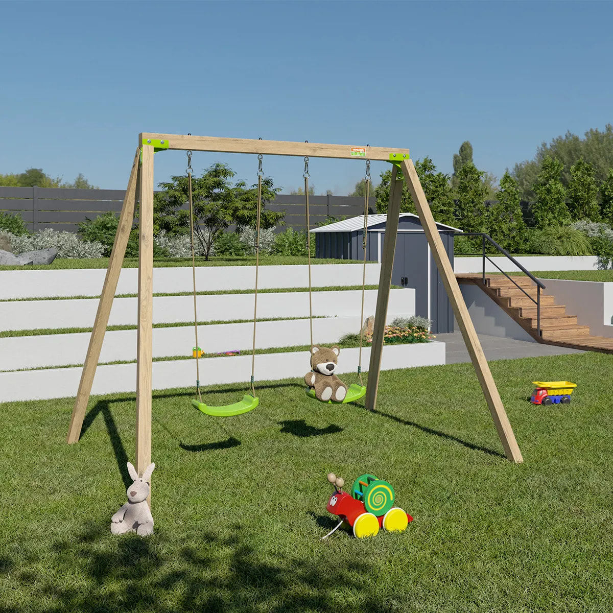 Portique bois 2,20 m Swing Xplorer - 2 enfants