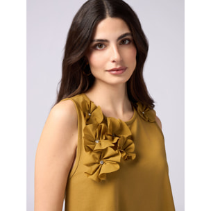Oltre - Top de jersey con aplicaciones florales - Verde