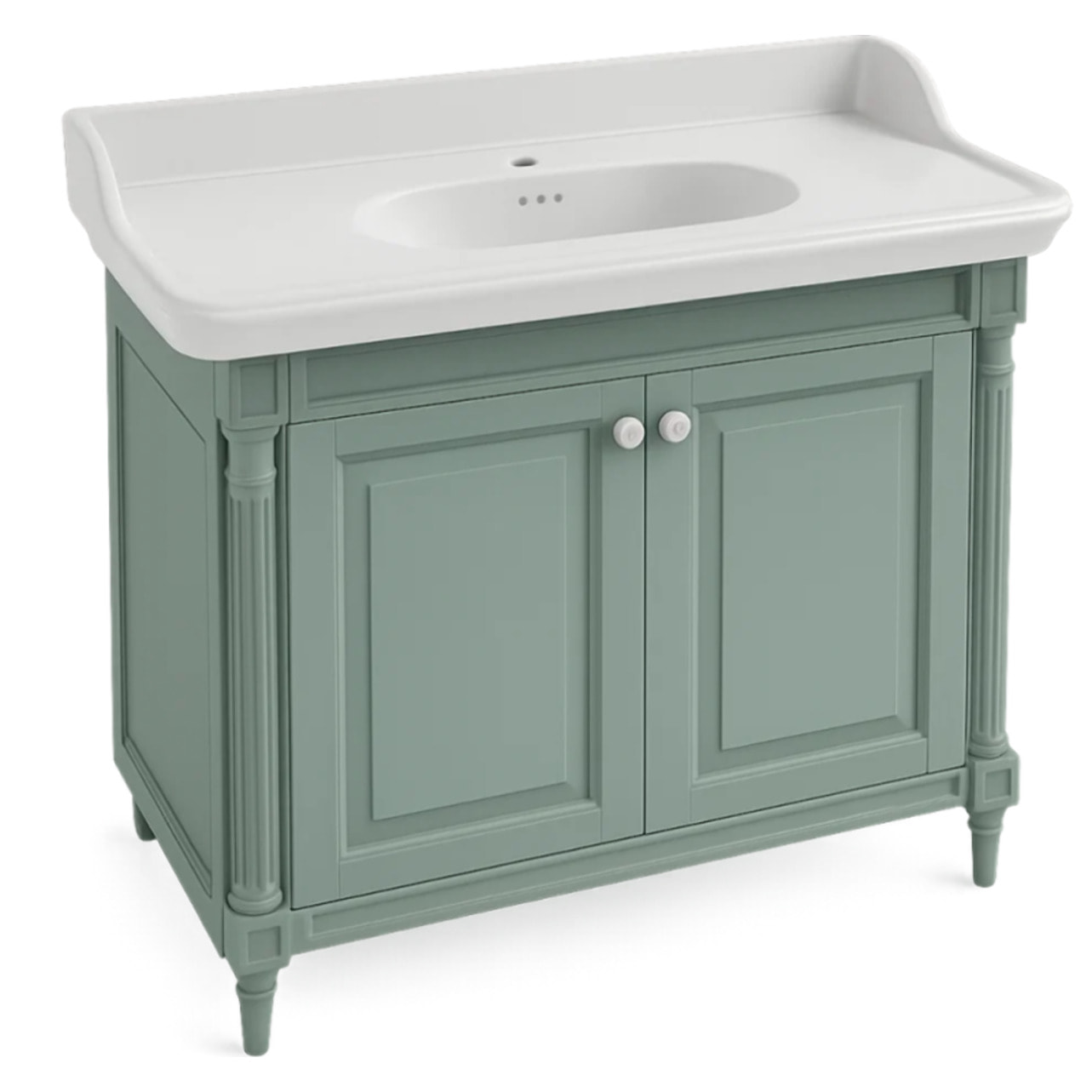 Meuble vasque Cléo 1889 vert olivier velours monotrou