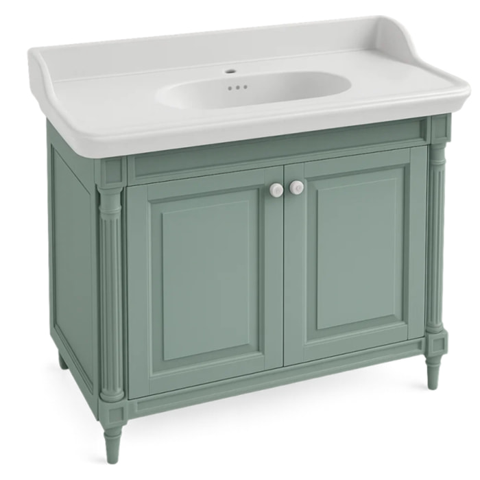 Meuble vasque Cléo 1889 vert olivier velours monotrou