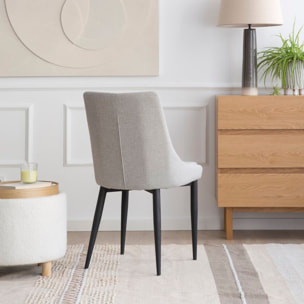 Chaise rembourrée Lauren -tapisserie et pieds métalliques-couleur gris 48 x 90 x 60 cm