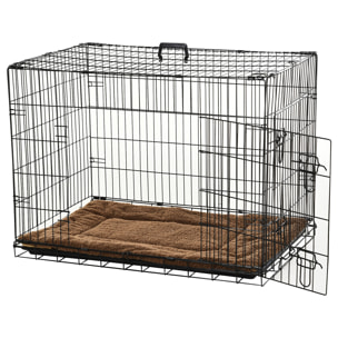 Cage caisse de transport pliante pour chien poignée, plateau amovible, coussin fourni 92 x 57 x 62,5 cm