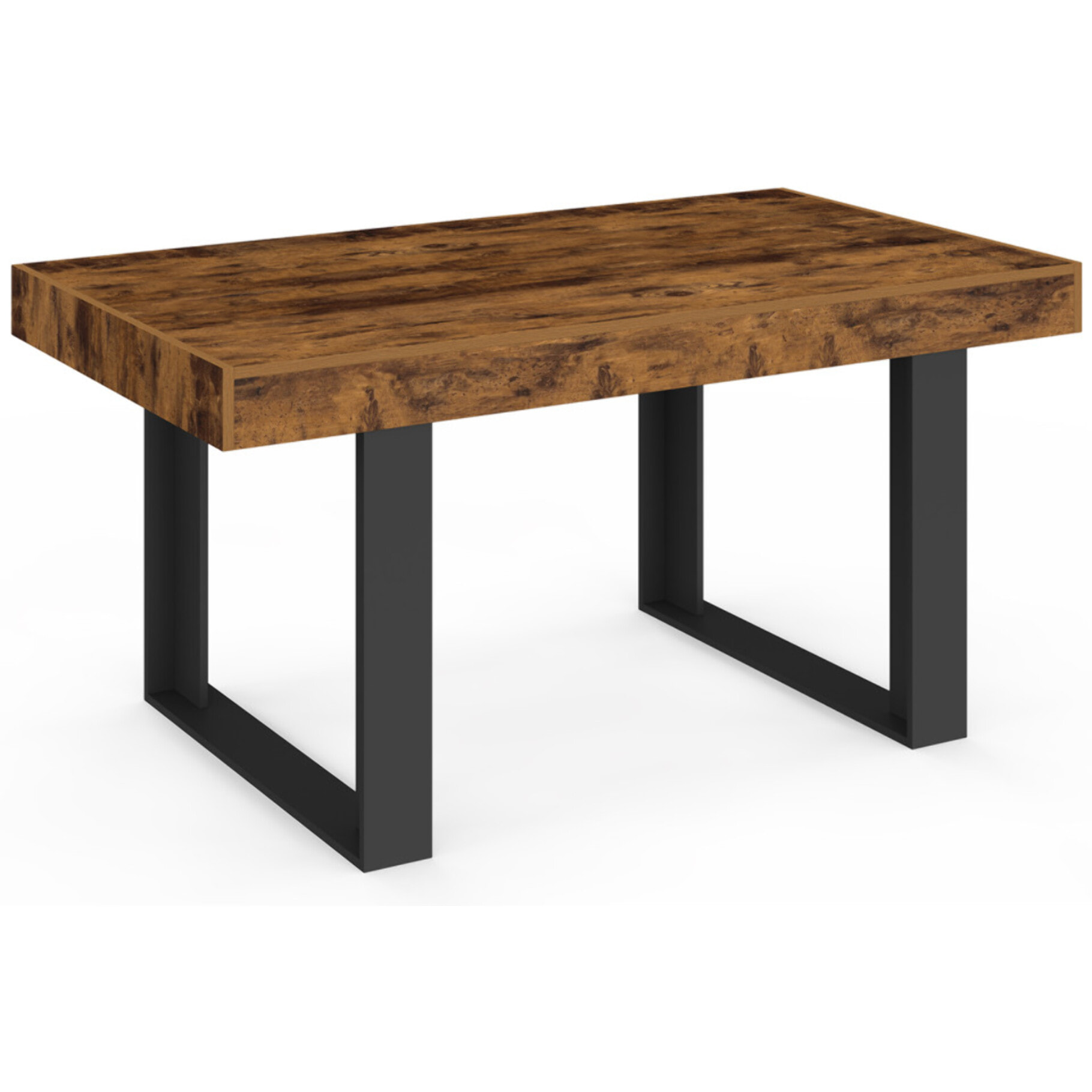Table à manger Brixton bois vieilli et pieds noirs 160cm