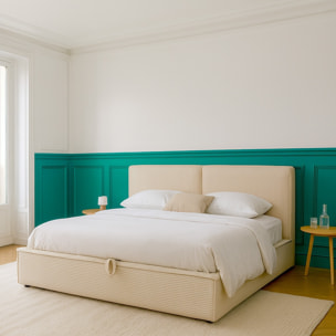 Lit coffre avec tête de lit en velours côtelé - ARNO