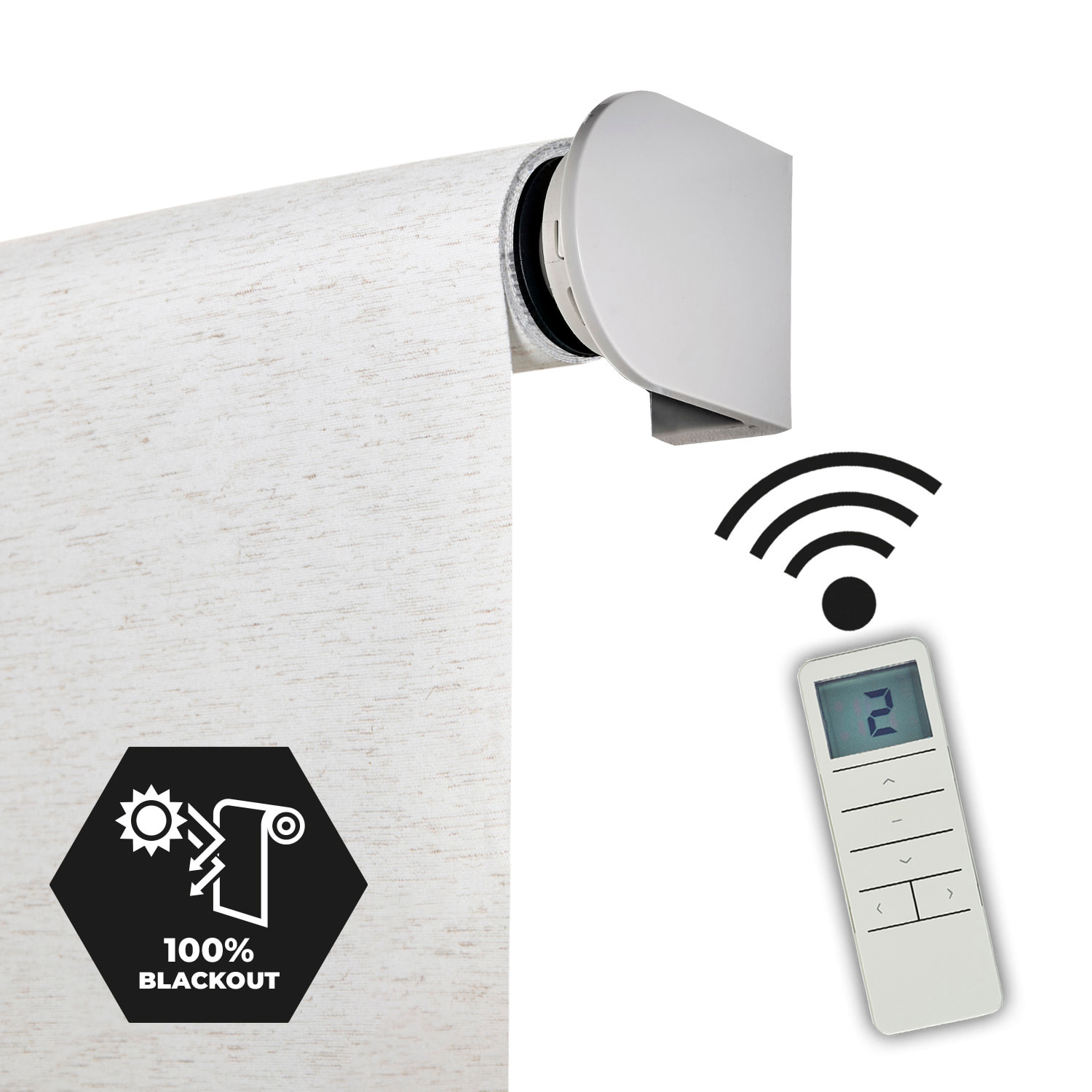 Estor motorizado BLACKOUT PRO Blanco-Lino